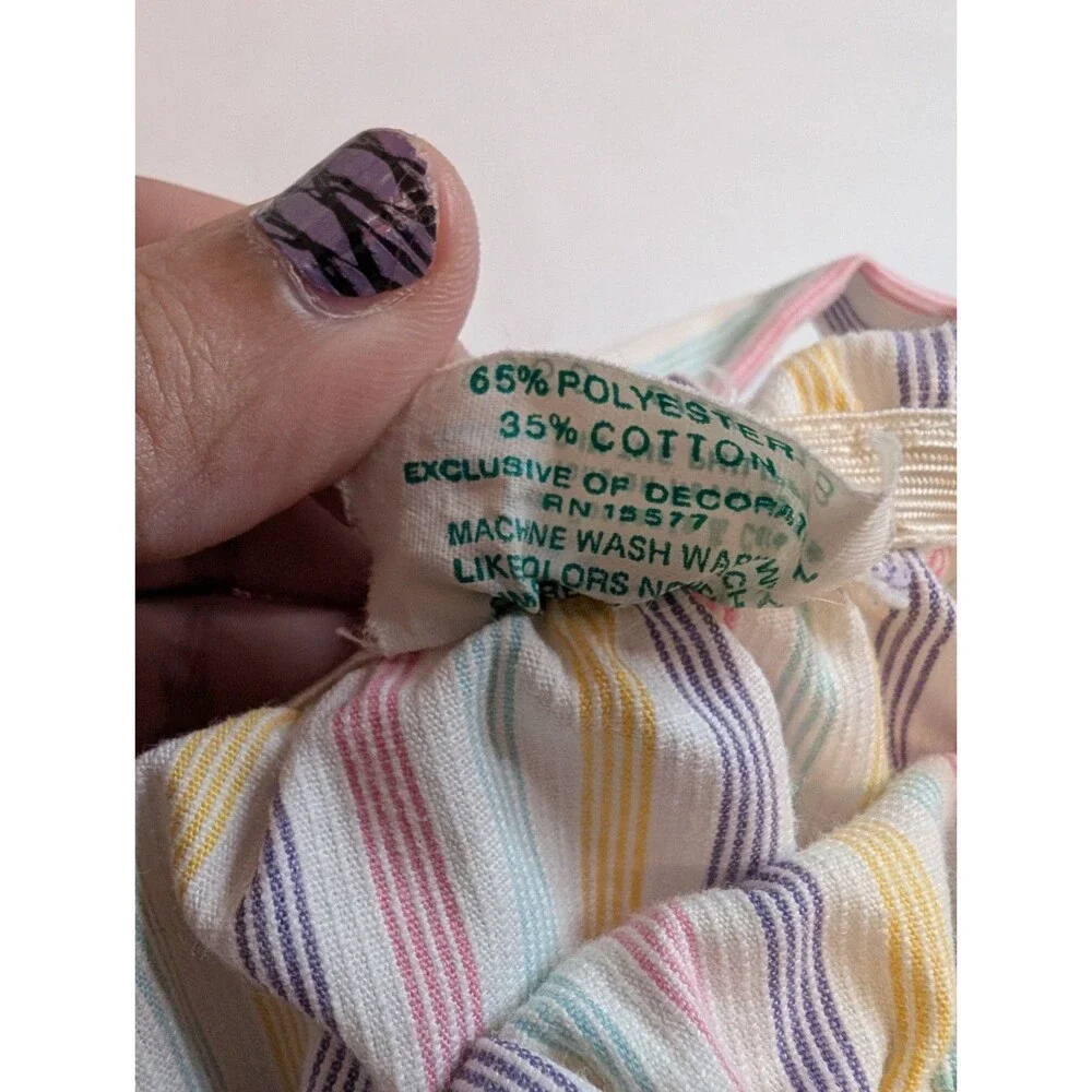 Vintage 80s Tiny Tots Pink Yellow Striped Overalls Ice Cream Cone Size 18 Months